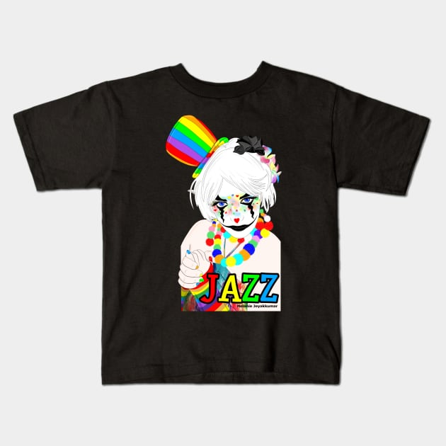 Jazz the Rainbow Clown Kids T-Shirt by MelanieJeyakkumar